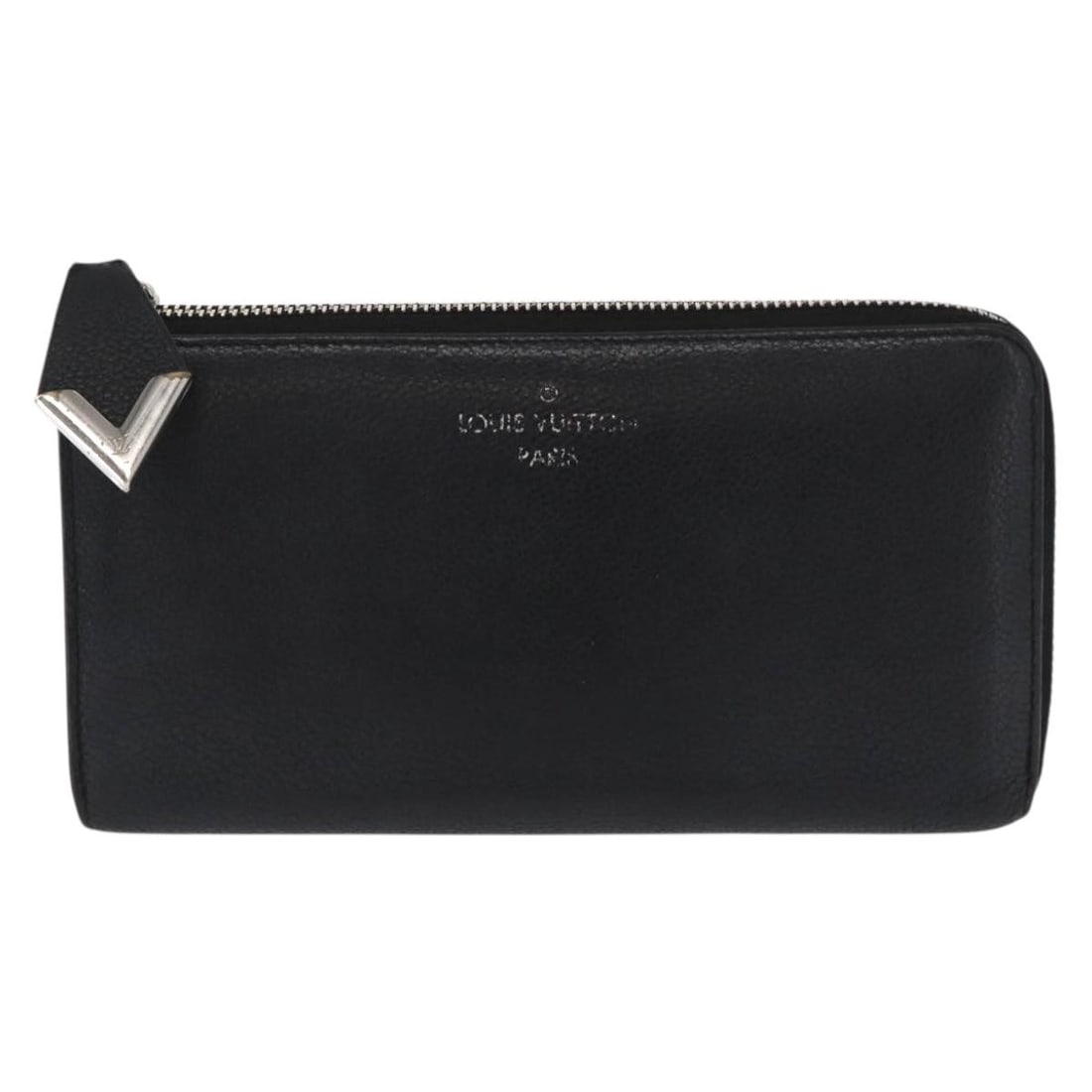 Black Leather Louis Vuitton Comete Wallet for Women: Black Leather Louis Vuitton Comete Wallet for Women This Louis Vuitton Comete Wallet for women features black leather construction with a sleek design. It shows signs of use including surface rubbing