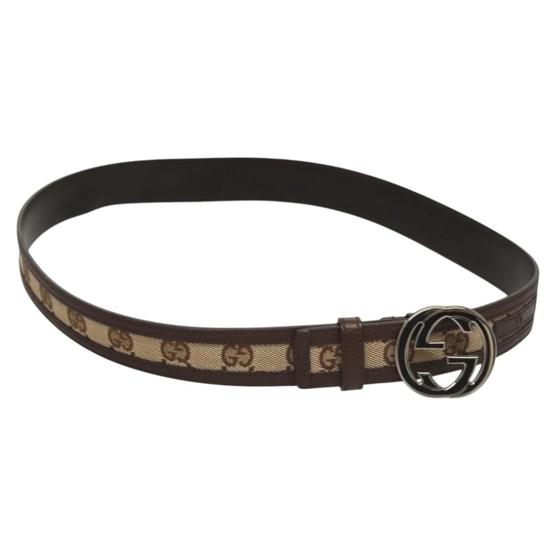 GUCCI GG Canvas Interlocking Belt 33.5in Beige Brown Made in Italy: GUCCI GG Canvas Interlocking Belt 33.5in Beige Brown Made in Italy Elevate your accessory game with this authentic GUCCI GG Canvas Interlocking Belt, crafted in Italy. Featuring a stylish beige and br