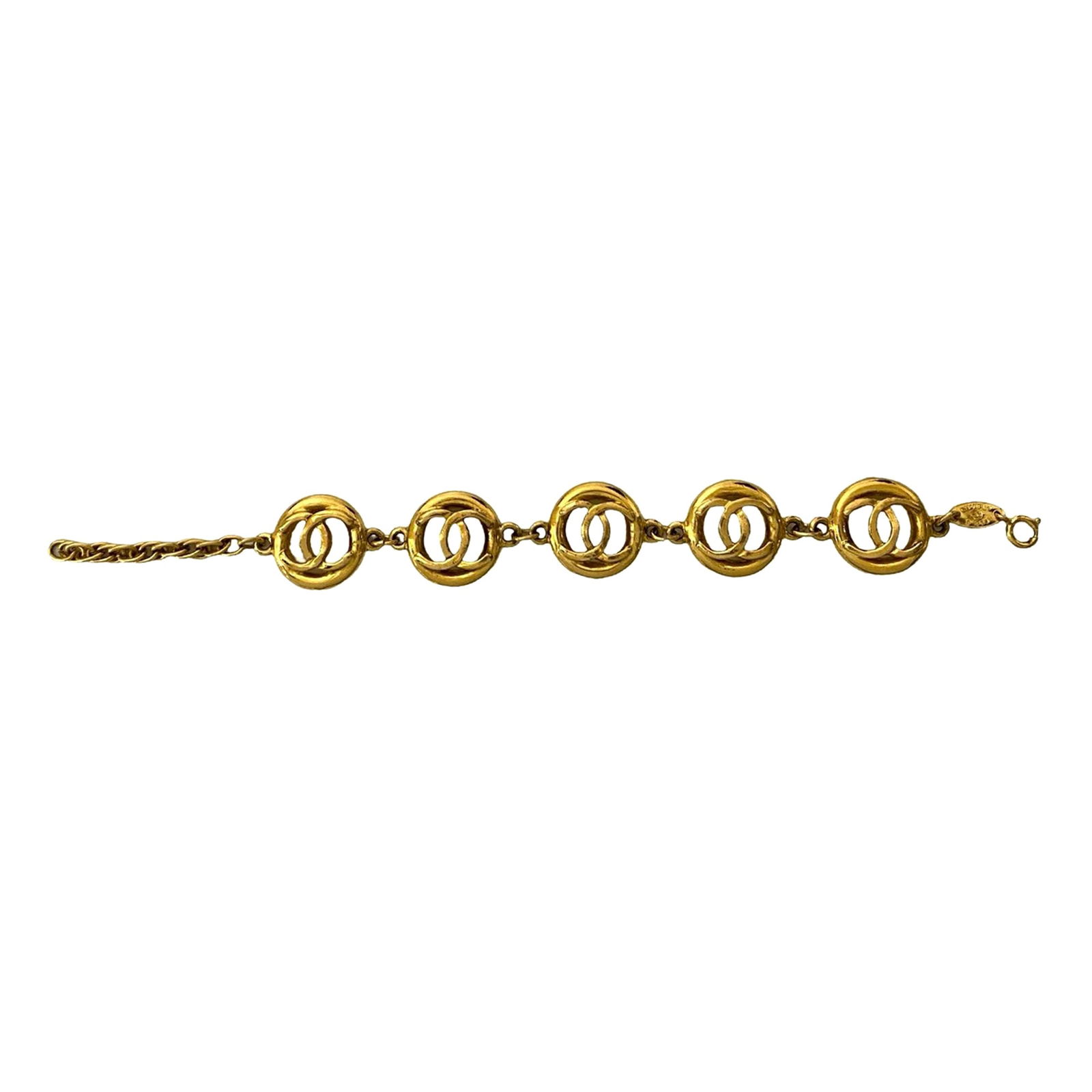 Chanel CC Logo Gold Plated Metal Link Bracelet (1 of 5)