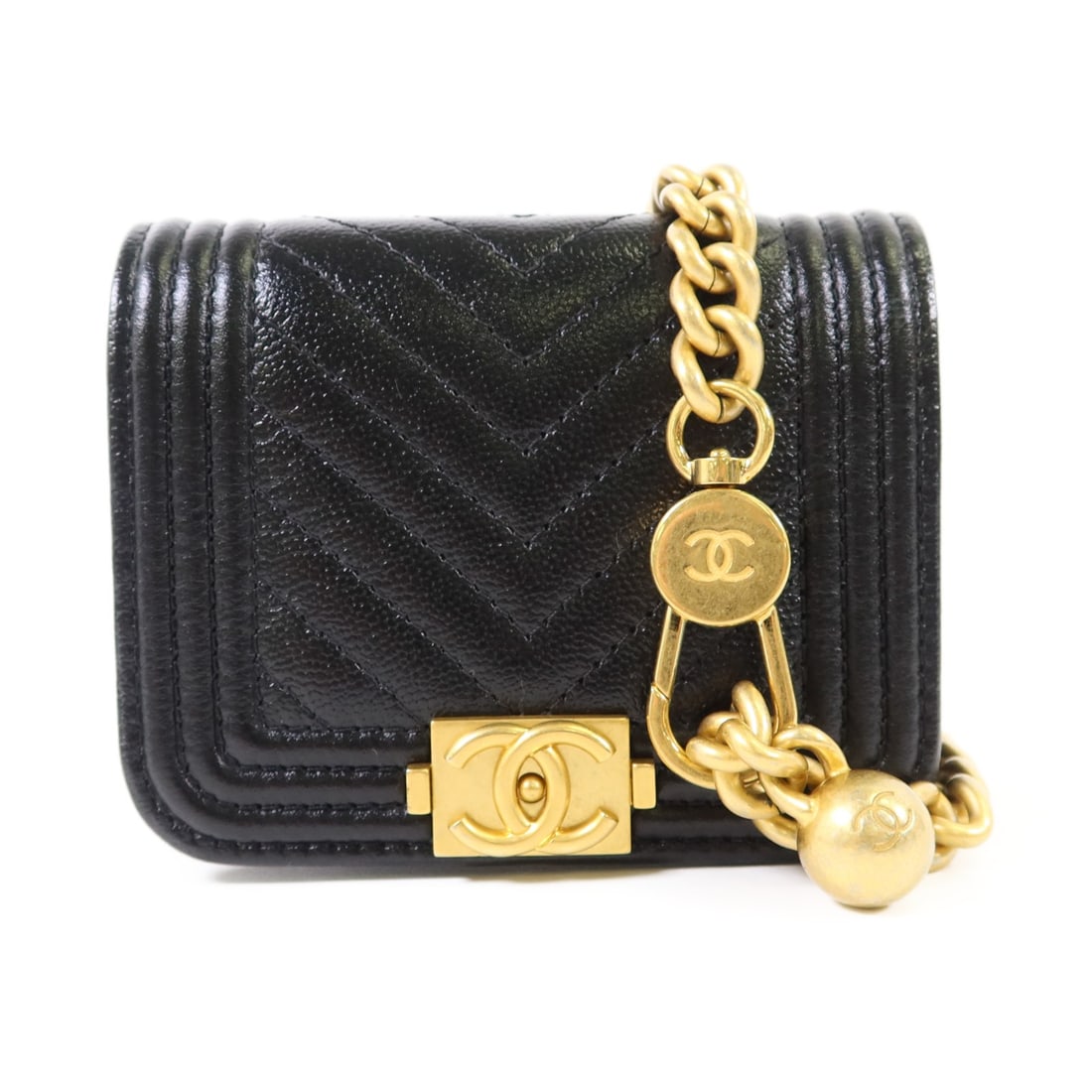 Black Calfskin Chanel Boy Waist Belt Bag with Gold Tone CC Hardware (1 of 18)