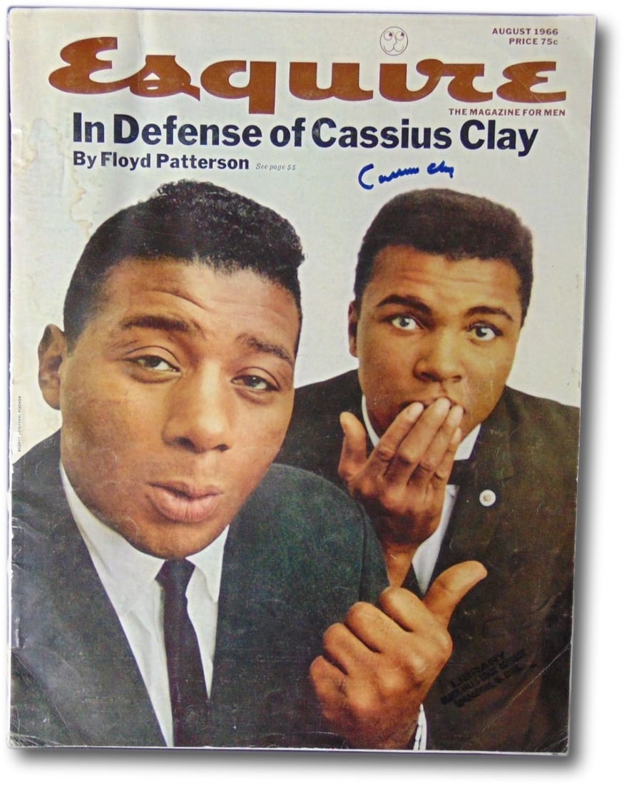 Muhammad Ali 1966 Esquire Magazine Signed JSA Authenticated: Muhammad Ali 1966 Esquire Magazine Signed JSA Authenticated This is a remarkable piece of memorabilia featuring the legendary Muhammad Ali, known as Cassius Clay during the height of his boxing career