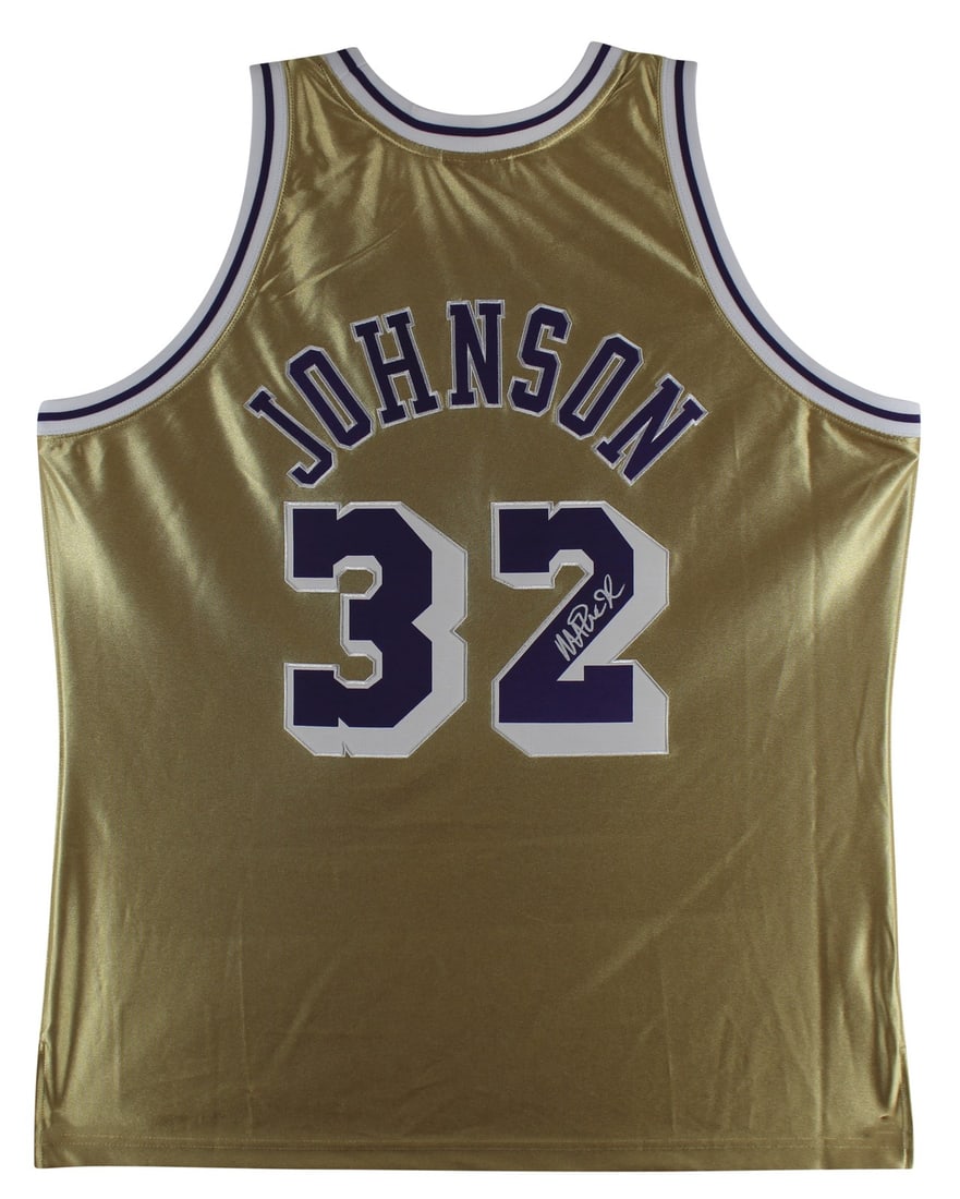 Magic Johnson Signed Gold Lakers 75th Anniversary Jersey BAS Authenticated (1 of 5)