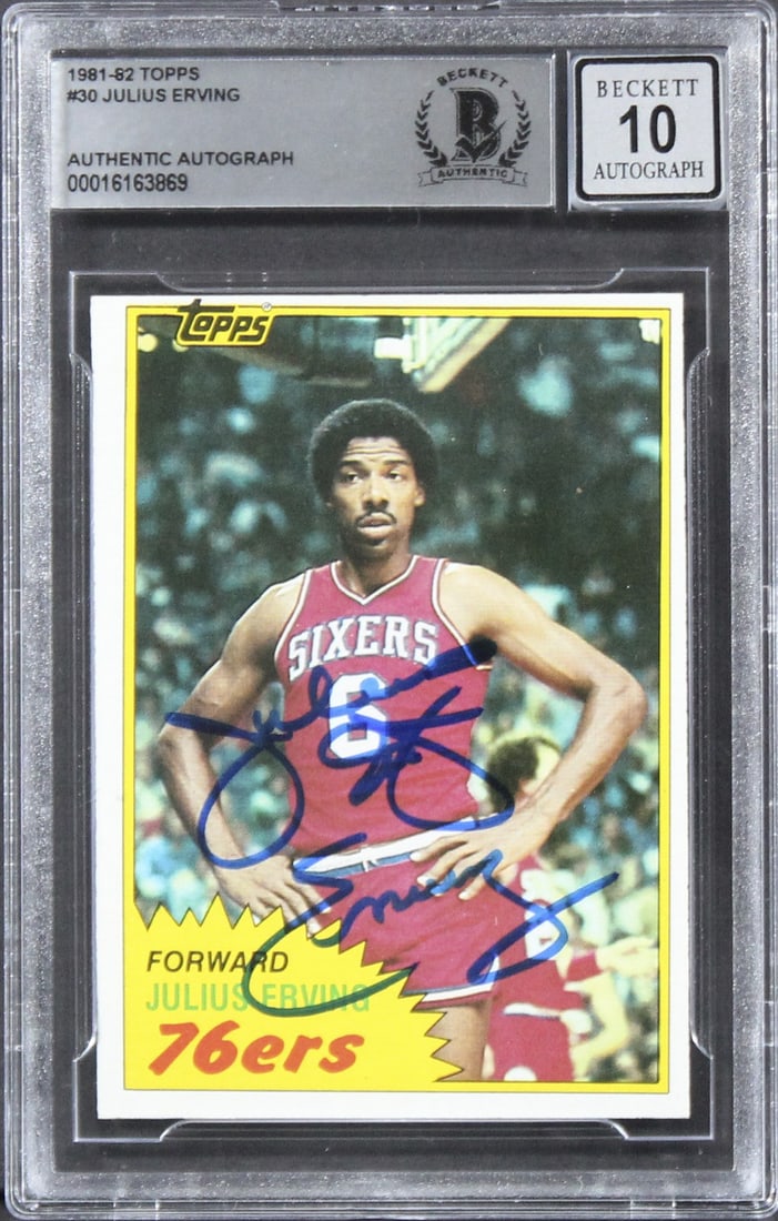 Julius Dr J Erving Signed 1981 Topps #30 Gem Mint 10 Beckett Slabbed (1 of 2)