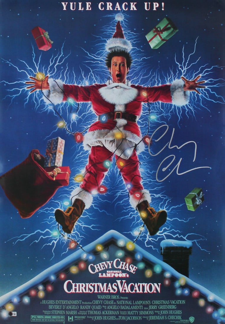 Chevy Chase Signed 24x36 National Lampoon Christmas Vacation Poster BAS Authenticated: Chevy Chase Signed 24x36 National Lampoon Christmas Vacation Poster BAS Authenticated Celebrate the holiday season with this authentic signed movie poster from the classic film National Lampoon's Chri