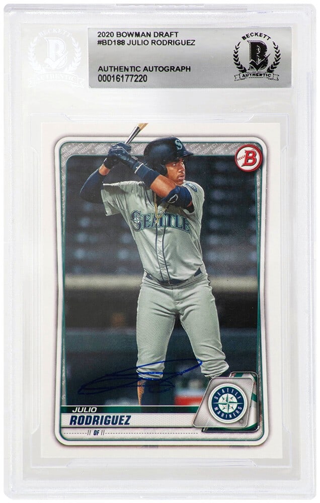 Julio Rodriguez Signed Mariners 2020 Bowman Draft Card #BD188 Beckett Authenticated (1 of 2)