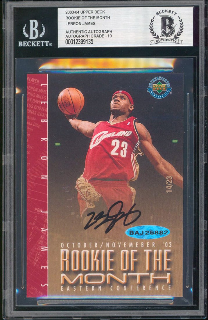 LeBron James Signed 2003 UD Rookie Card #14/23 Gem Mint 10 Beckett (1 of 3)