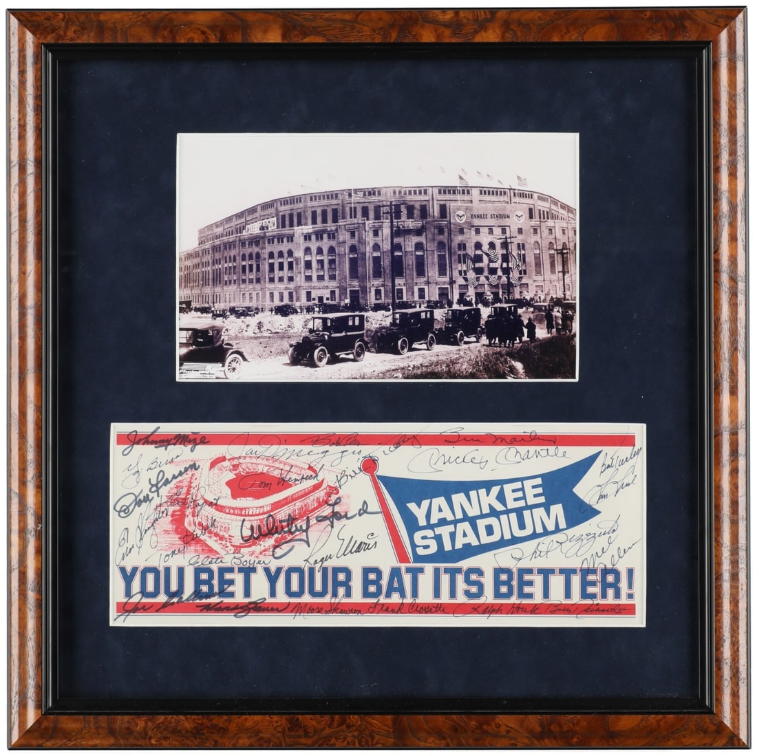 Yankee Stadium Legends Framed Display Signed by 25 Players PSA DNA: Yankee Stadium Legends Framed Display Signed by 25 Players PSA DNA This framed display features original autographs from 25 legendary New York Yankees players, including Hall of Famers Mickey Mantle,