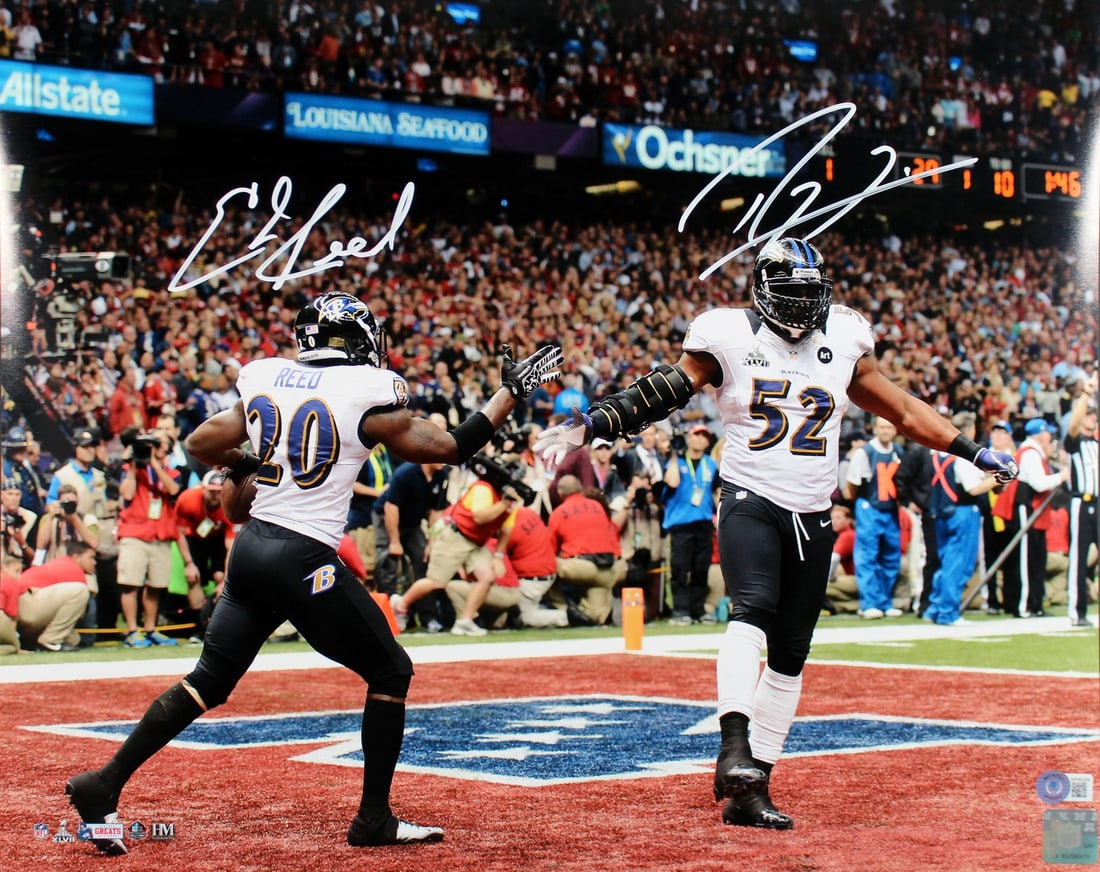 Ray Lewis Ed Reed Signed 16x20 Photo BAS Witnessed Baltimore Ravens: Ray Lewis Ed Reed Signed 16x20 Photo BAS Witnessed Baltimore Ravens This authentic 16x20 photo features the legendary duo Ray Lewis and Ed Reed, both of the Baltimore Ravens, personally signed by