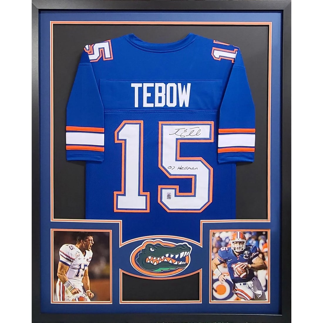 Tim Tebow Autographed Framed Jersey Florida Heisman COA: Tim Tebow Autographed Framed Jersey Florida Heisman COA This is an autographed framed jersey of Tim Tebow, showcasing his signature and authenticated by his personal company. The jersey comes with a t