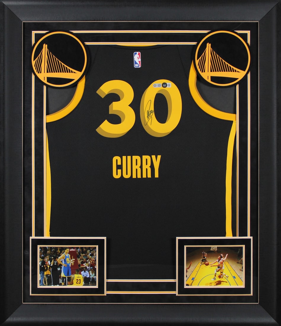 Stephen Curry Signed Black Nike 2023 City Edition Framed Jersey BAS (1 of 2)