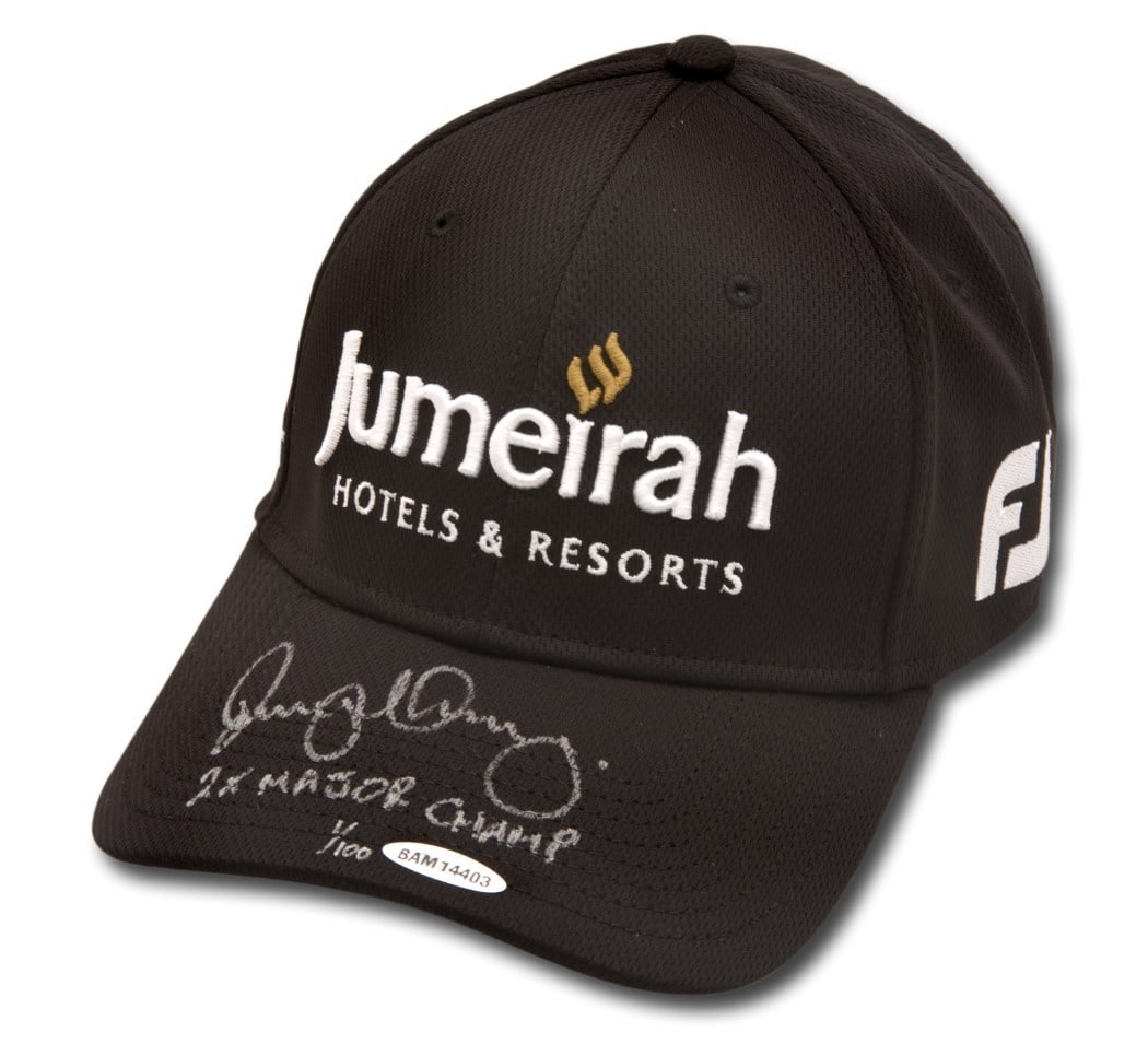 Rory McIlroy Autographed Titleist Black Hat Limited Edition 2X Major Champ: Rory McIlroy Autographed Titleist Black Hat Limited Edition 2X Major Champ This limited edition Jumeirah Titleist black hat features the autograph of renowned golfer Rory McIlroy, a two-time Major Cha