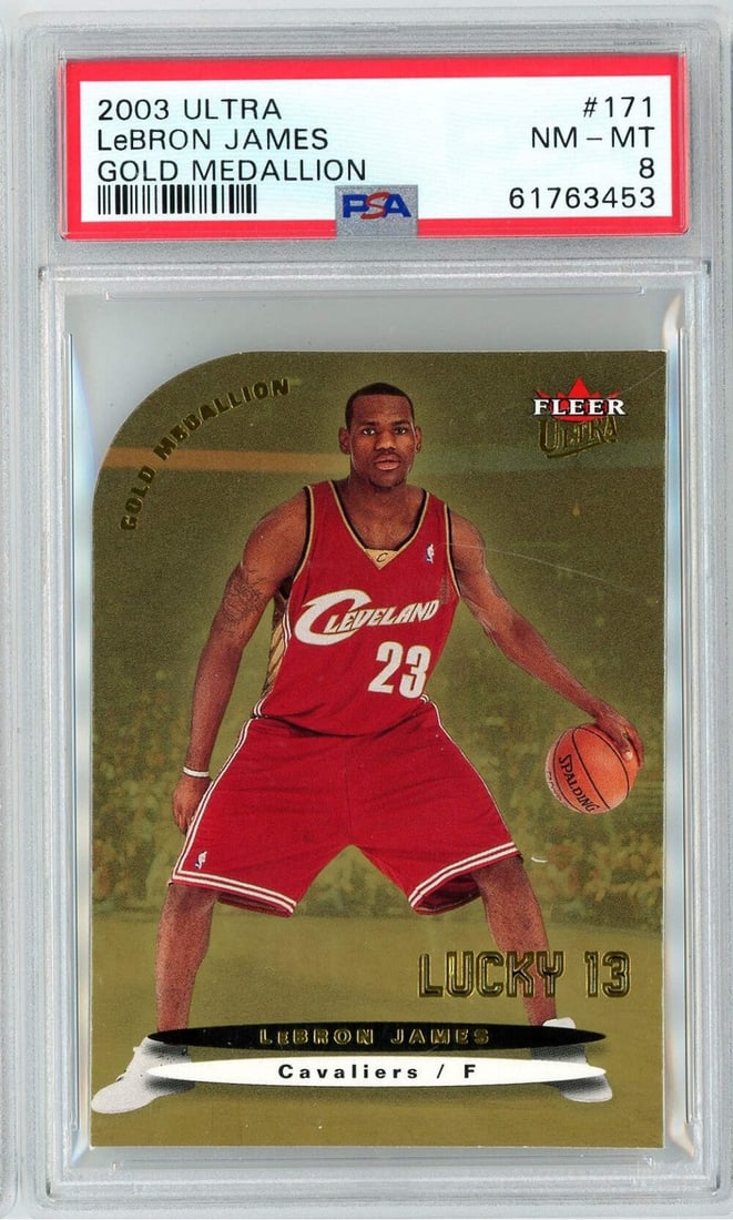 LeBron James Rookie 2003 Gold Medallion #171 PSA 8 Fleer Ultra Basketball Card (1 of 2)