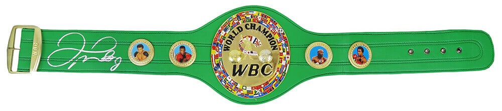 Floyd Mayweather Jr. Signed Green World Champion Boxing Belt with COA: Floyd Mayweather Jr. Signed Green World Champion Boxing Belt with COA Own a piece of boxing history with this Floyd Mayweather Jr. signed green World Champion full-size boxing belt. This original item