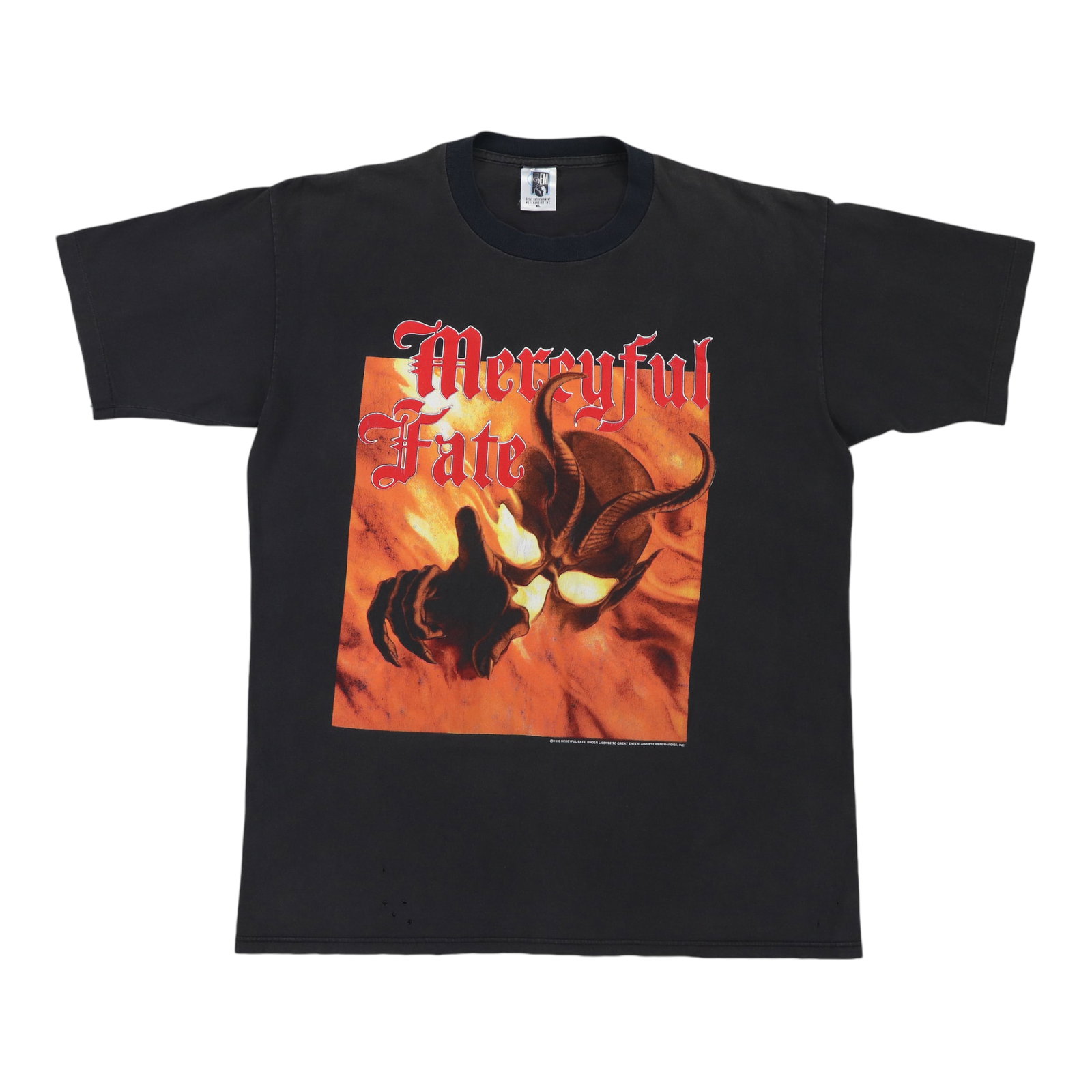 Vintage 1995 Mercyful Fate Black Cotton Concert T-Shirt Extra Large: Vintage 1995 Mercyful Fate Black Cotton Concert T-Shirt Extra Large This is an original vintage 1995 Mercyful Fate Tour shirt featuring both front and back graphics. The shirt is made from 100% cotton