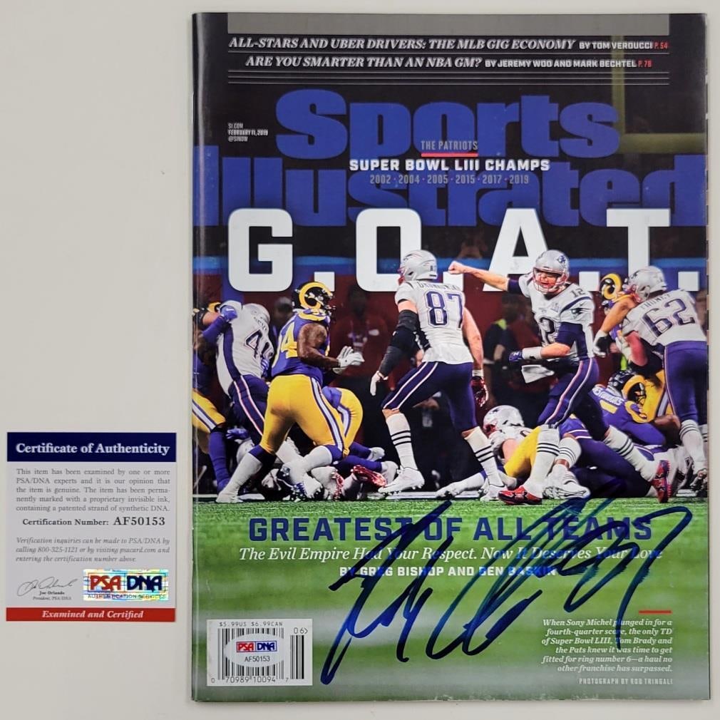 Rob Gronkowski Signed Sports Illustrated Magazine PSA Patriots 2019: Rob Gronkowski Signed Sports Illustrated Magazine PSA Patriots 2019 This is an original Sports Illustrated magazine featuring Rob Gronkowski, signed by the star athlete himself. Authenticated by Profe