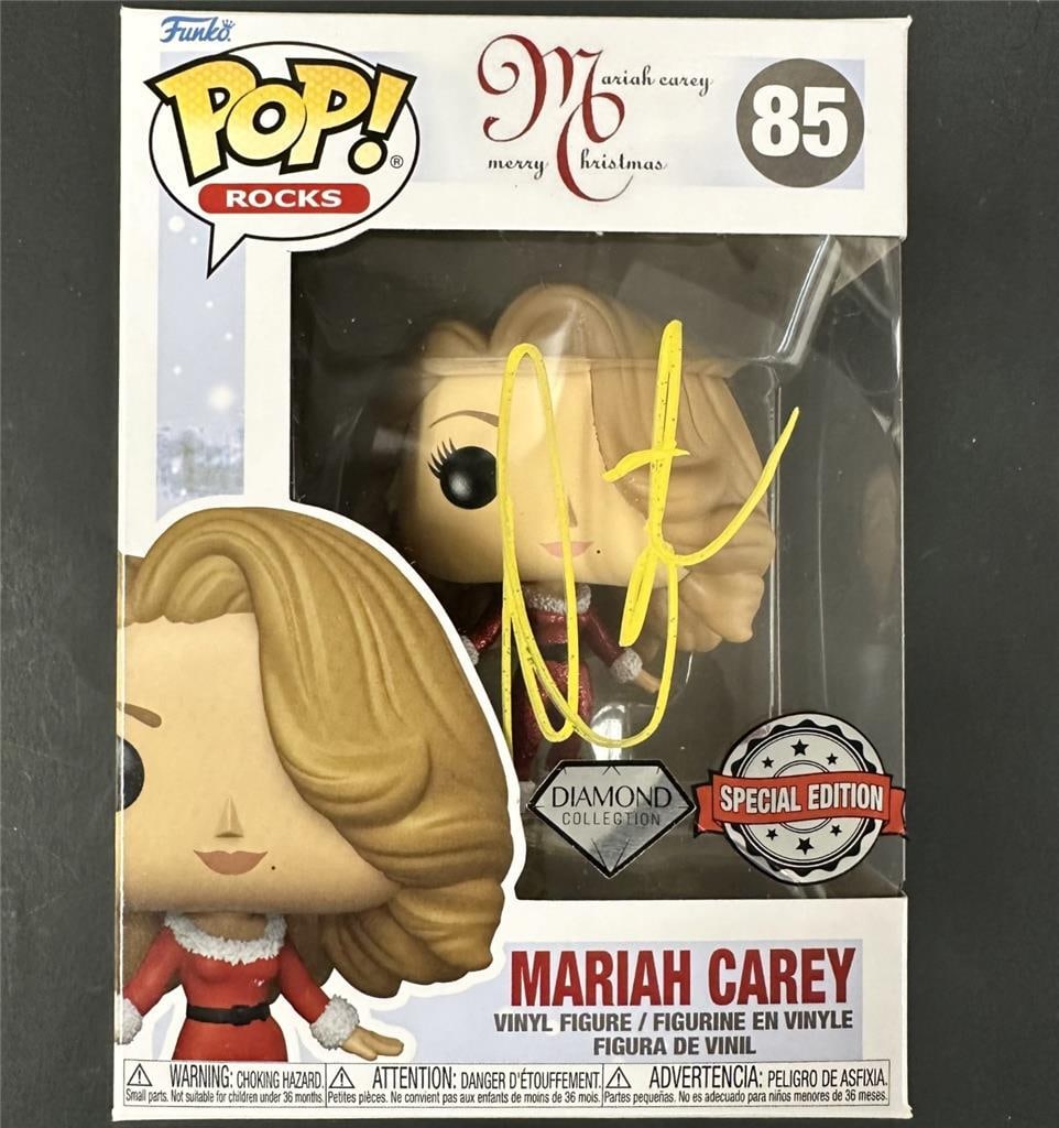Christmas Diamond Funko Pop #85 Mariah Carey Autographed Figure Beckett Authenticated: Christmas Diamond Funko Pop #85 Mariah Carey Autographed Figure Beckett Authenticated This is a Mariah Carey signed Christmas Diamond Funko Pop! #85 figure. The autograph has been authenticated by Bec