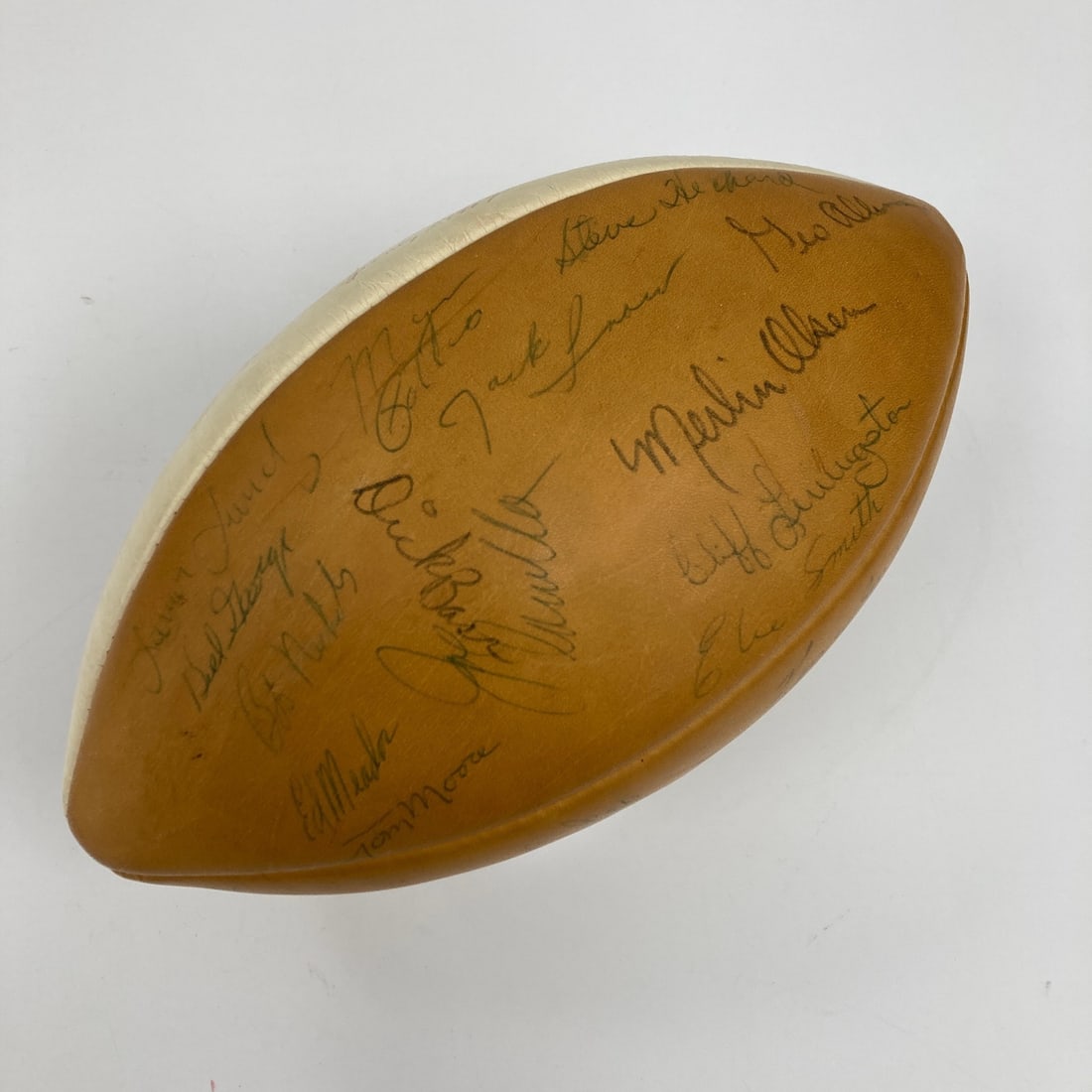 Rawlings AB Football Signed by 1966 Los Angeles Rams with JSA LOA: Rawlings AB Football Signed by 1966 Los Angeles Rams with JSA LOA This is an original 1966 Los Angeles Rams team-signed football. The Rawlings model AB football features signatures from 36 team member