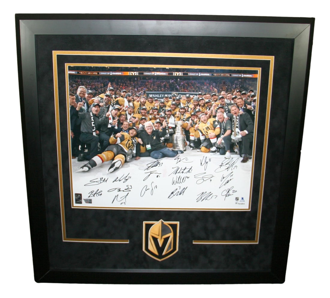 2022-23 Las Vegas Golden Knights Jack Eichel Signed Photo Framed Championship: 2022-23 Las Vegas Golden Knights Jack Eichel Signed Photo Framed Championship Celebrate the monumental achievement of the Las Vegas Golden Knights with this framed 16x20 photo commemorating their Stan