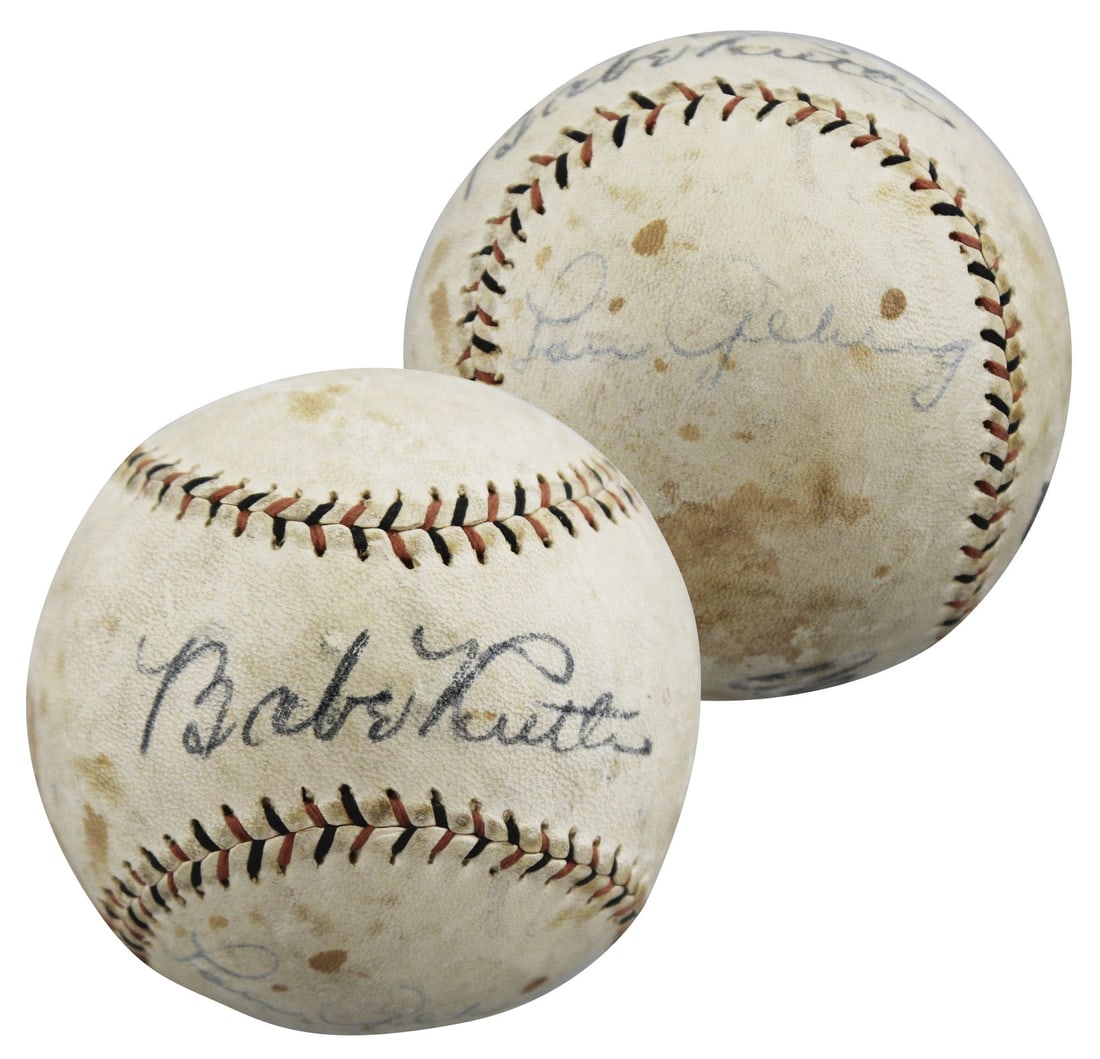 Babe Ruth Lou Gehrig Signed New York Yankees Baseball JSA Authentic (1 of 9)