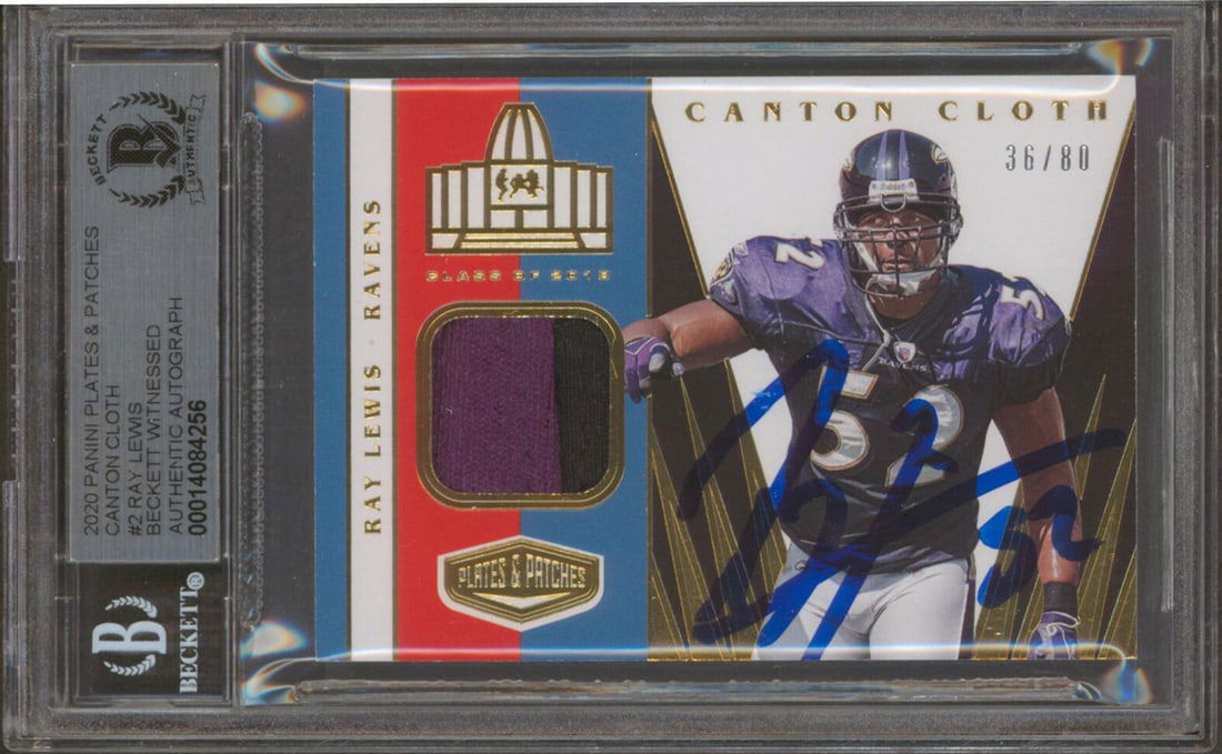 Ray Lewis Signed 2020 Panini Plates & Patches Gem Mint 10 Card BAS Authenticated (1 of 2)