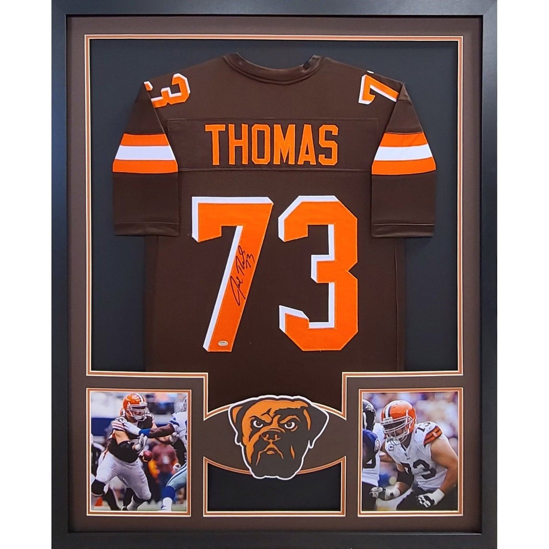Joe Thomas Autographed Framed Jersey with Schwartz COA Cleveland Browns: Joe Thomas Autographed Framed Jersey with Schwartz COA Cleveland Browns This autographed Joe Thomas framed jersey is a must-have for any Cleveland Browns fan. Authenticated by Schwartz, a trusted