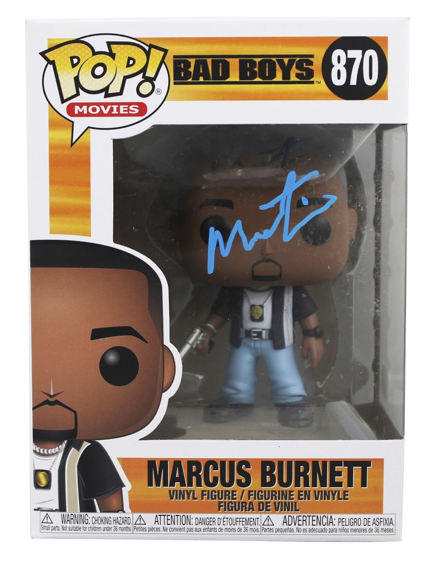 Martin Lawrence Autographed Marcus Burnett #870 Funko Pop JSA COA Bad Boys: Martin Lawrence Autographed Marcus Burnett #870 Funko Pop JSA COA Bad Boys This original autographed Marcus Burnett #870 Funko Pop Vinyl Figure has been personally signed by Martin Lawrence, known for