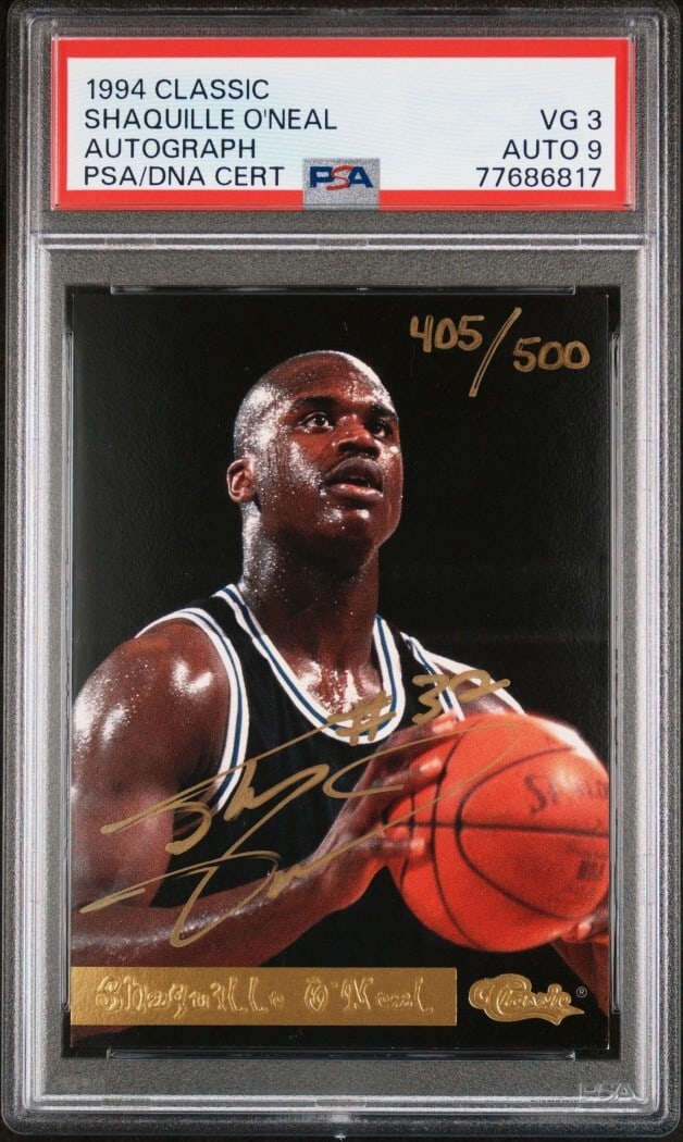 Shaquille O'Neal 1994 Classic Autographs Basketball Card PSA 3/9 Limited 405/500 (1 of 2)