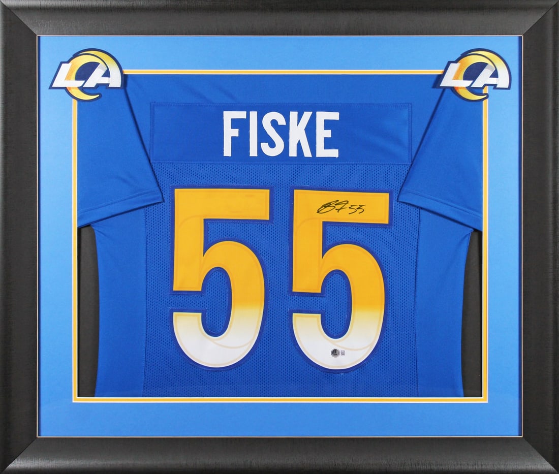 Braden Fiske Signed Los Angeles Rams Framed Jersey BAS Witnessed: Braden Fiske Signed Los Angeles Rams Framed Jersey BAS Witnessed This authentic blue pro style framed jersey has been personally signed by Braden Fiske of the Los Angeles Rams. It features a hologram