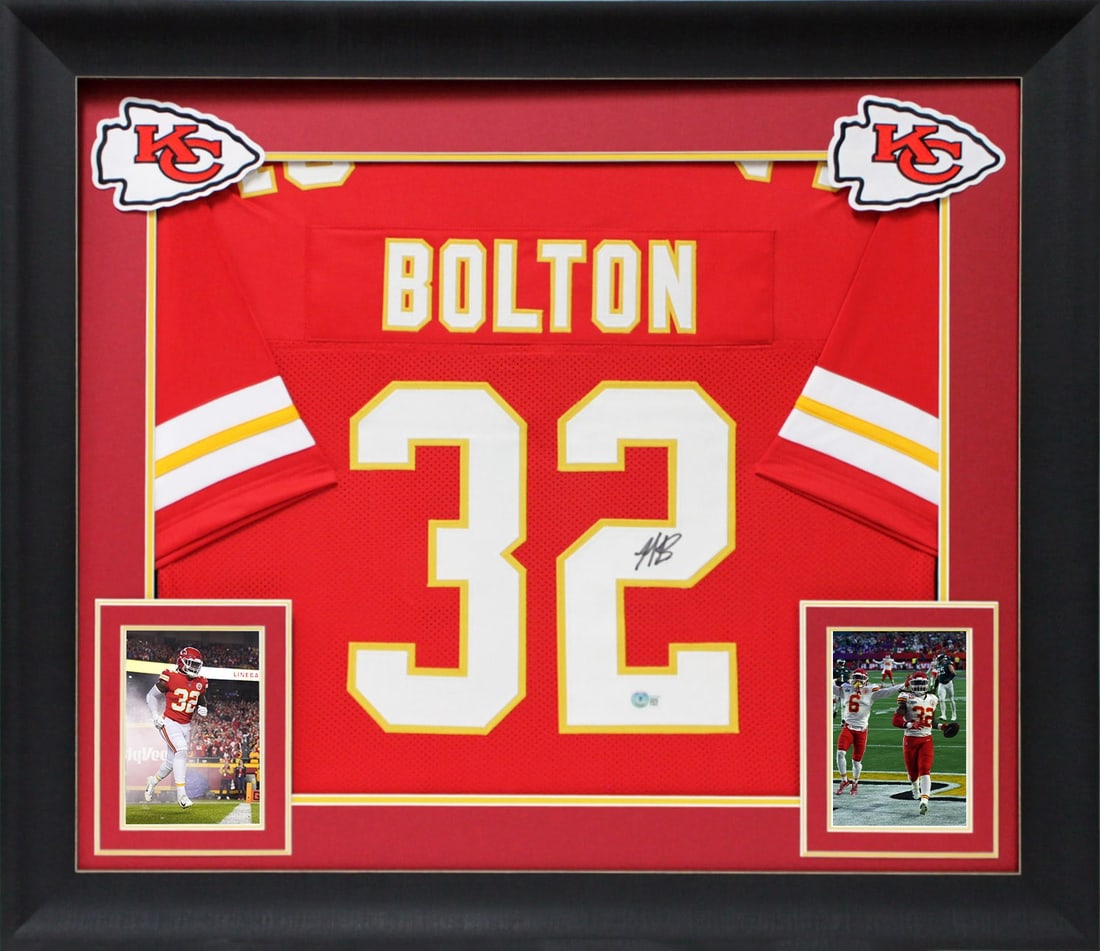Nick Bolton Signed Red Pro Style Framed Jersey BAS Authenticated (1 of 2)