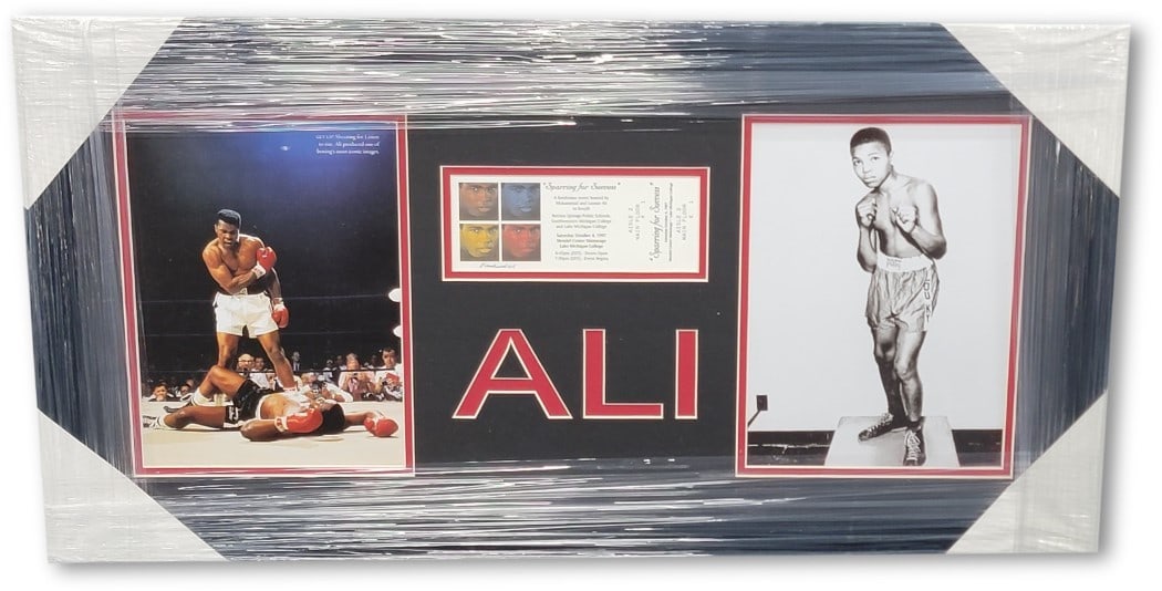 Muhammad Ali Signed Ticket Photo Framed Display with 2 8x10s JSA Authenticated (1 of 5)