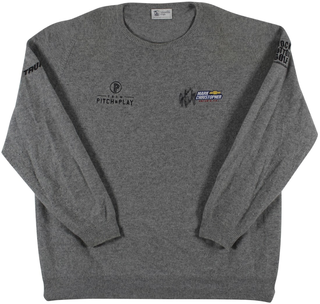 John Daly Signed Match Worn Johnstons Cashmere Sweater BAS Authentic: John Daly Signed Match Worn Johnstons Cashmere Sweater BAS Authentic This authentic John Daly Signed Match Worn Johnstons of Elgin Cashmere Sweater is a unique piece for any golf enthusiast. The sweat