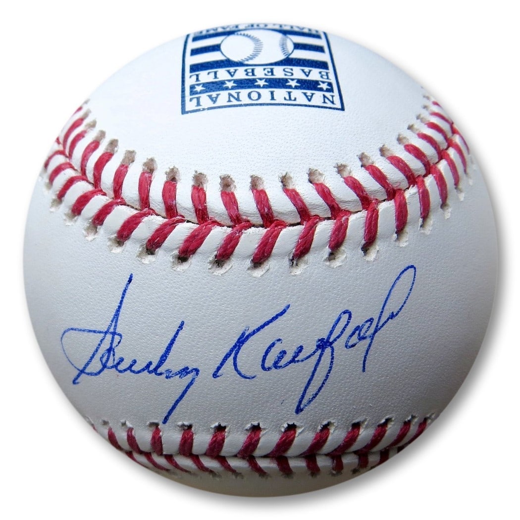 Sandy Koufax Autographed Hall of Fame Baseball Dodgers JSA Certified: Sandy Koufax Autographed Hall of Fame Baseball Dodgers JSA Certified This is an original autographed baseball signed by Sandy Koufax, a legendary player for the Los Angeles Dodgers and a Hall of Fame