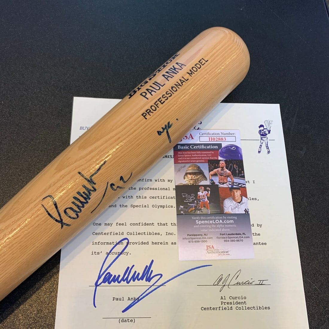 Paul Anka Signed Baseball Bat JSA COA Authentic Memorabilia: Paul Anka Signed Baseball Bat JSA COA Authentic Memorabilia This is an authentic Paul Anka signed personal model baseball bat, accompanied by a James Spence Authentication (JSA) Certificate of Authent