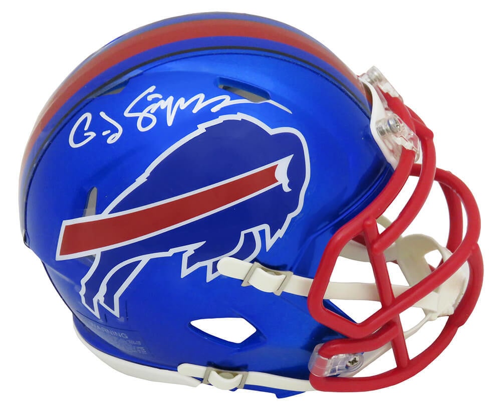 O.J. Simpson Signed Buffalo Bills Mini Helmet with COA: O.J. Simpson Signed Buffalo Bills Mini Helmet with COA O.J. Simpson Signed Buffalo Bills Mini Helmet with COA This O.J. Simpson signed Buffalo Bills Flash Riddell Speed mini helmet is a must-have for
