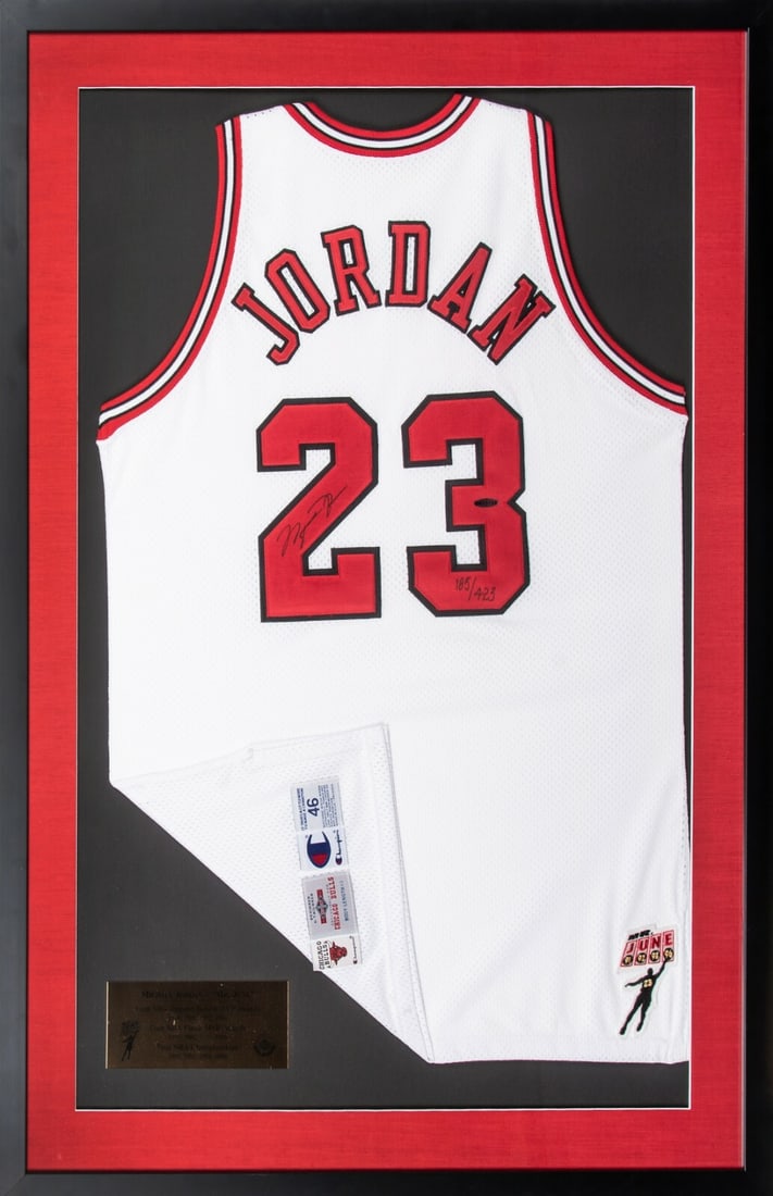 Michael Jordan Signed 1995-96 Chicago Bulls Framed Jersey with Mr. June Patch (1 of 12)