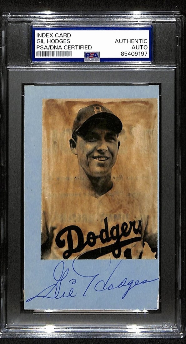 Gil Hodges Autographed Cut 3x5 Index Card Dodgers PSA/DNA: Gil Hodges Autographed Cut 3x5 Index Card Dodgers PSA/DNA This offering features a Gil Hodges Hall of Fame signed/autographed cut on a 3x5 index card, showcasing the legendary player of the Brooklyn D