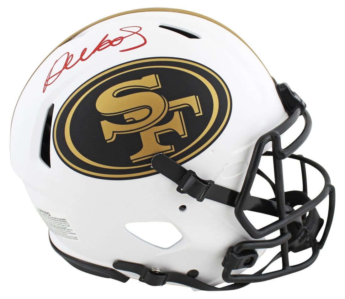 Deebo Samuel Signed 49ers Lunar Full Size Speed Helmet JSA COA: Deebo Samuel Signed 49ers Lunar Full Size Speed Helmet JSA COA Own a piece of NFL history with this authentic signed Lunar Full Size Speed Proline Helmet by Deebo Samuel, the standout player for the S