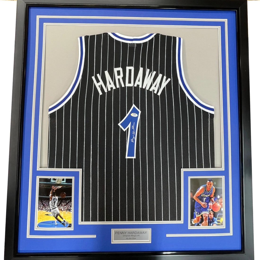Framed Autographed Penny Hardaway Black Jersey PSA/DNA COA 33x42 (1 of 2)