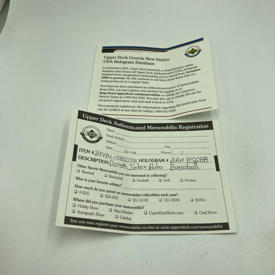 Derek Jeter Signed MLB Baseball with Upper Deck COA RARE - 8