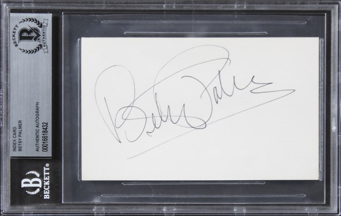 Betsy Palmer Signed 3x5 Index Card Friday The 13th Beckett Authenticated: Betsy Palmer Signed 3x5 Index Card Friday The 13th Beckett Authenticated This is an authentic signed 3x5 index card by Betsy Palmer, known for her role in the iconic film "Friday The 13th." The card