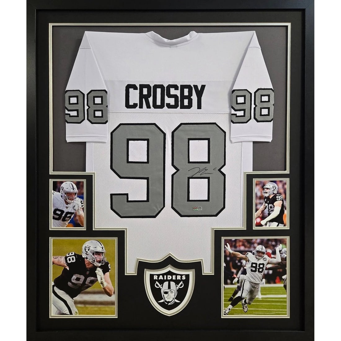 Maxx Crosby Autographed Framed Jersey PIA COA Las Vegas Raiders: Maxx Crosby Autographed Framed Jersey PIA COA Las Vegas Raiders This framed jersey features the signature of Maxx Crosby, a star player for the Las Vegas Raiders. Authenticated by PIA, a leading autho