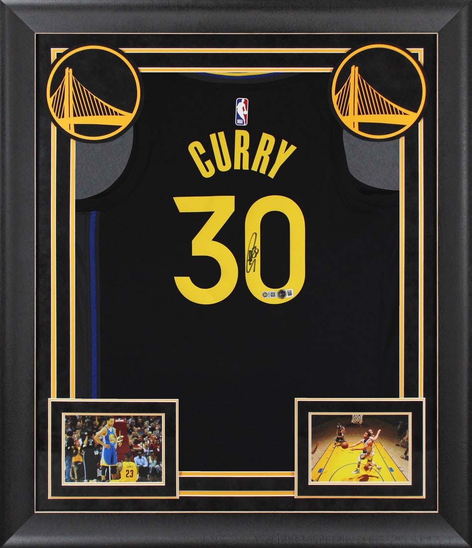 Stephen Curry Signed Black Jordan Brand Swingman Framed Jersey BAS Certified (1 of 2)