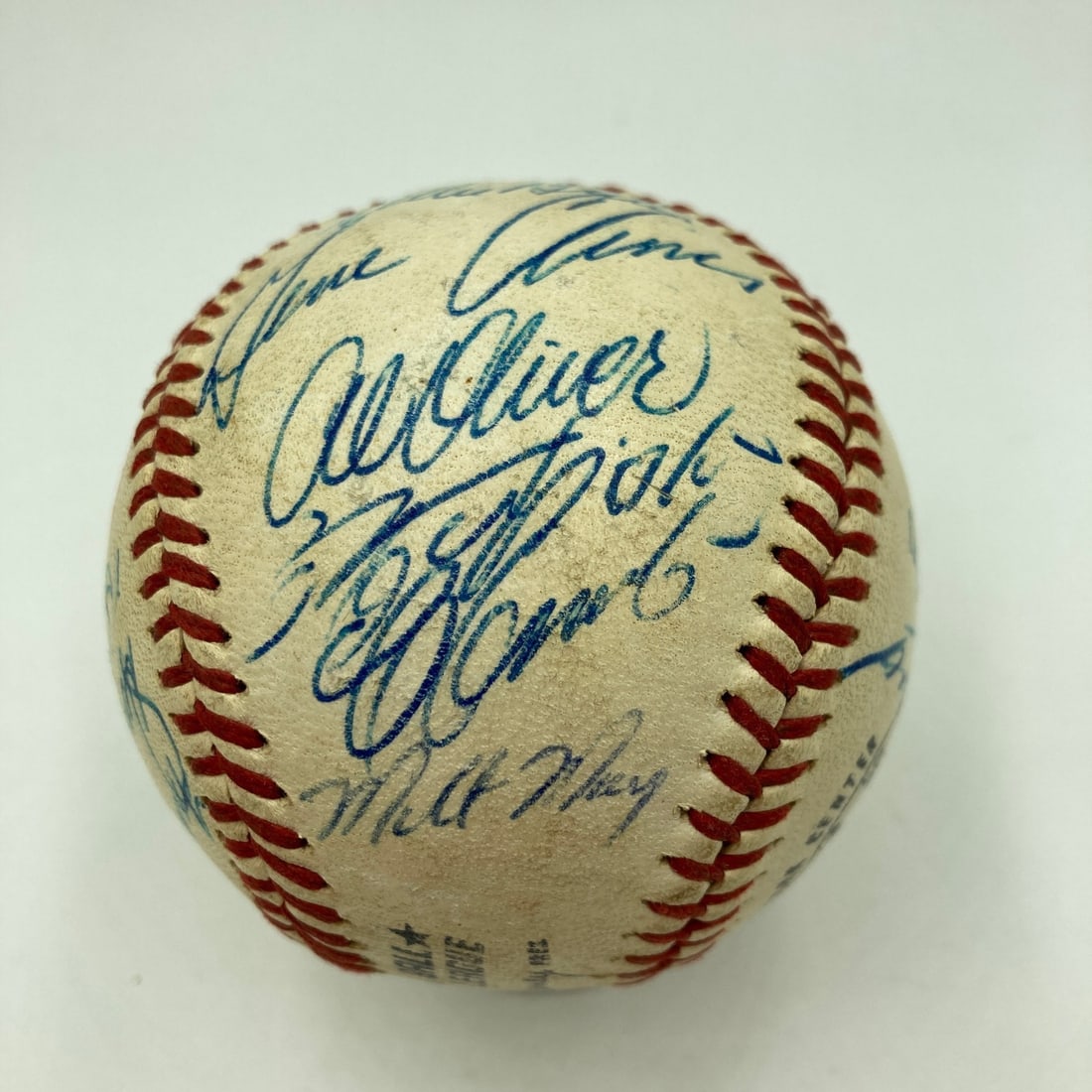 1971 Pirates Team Baseball Autographed by Roberto Clemente and Others PSA Authenticated: 1971 Pirates Team Baseball Autographed by Roberto Clemente and Others PSA Authenticated This is an original Spalding Official National League-Feeney baseball signed by twenty-five members of the 1971