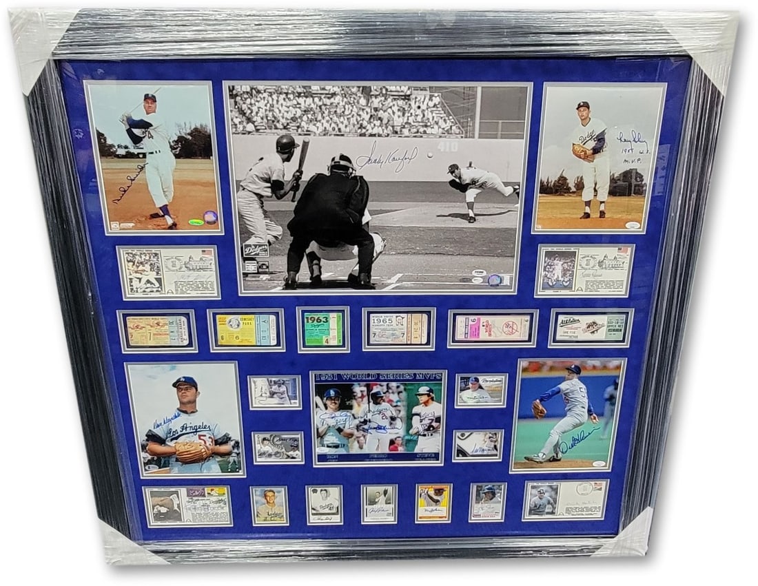 Dodgers Greats Autographed Photo Card Collage PSA/DNA 22 Signatures: Dodgers Greats Autographed Photo Card Collage PSA/DNA 22 Signatures Celebrate the legacy of the Los Angeles Dodgers with this stunning autographed photo card collage featuring 22 total autographs from