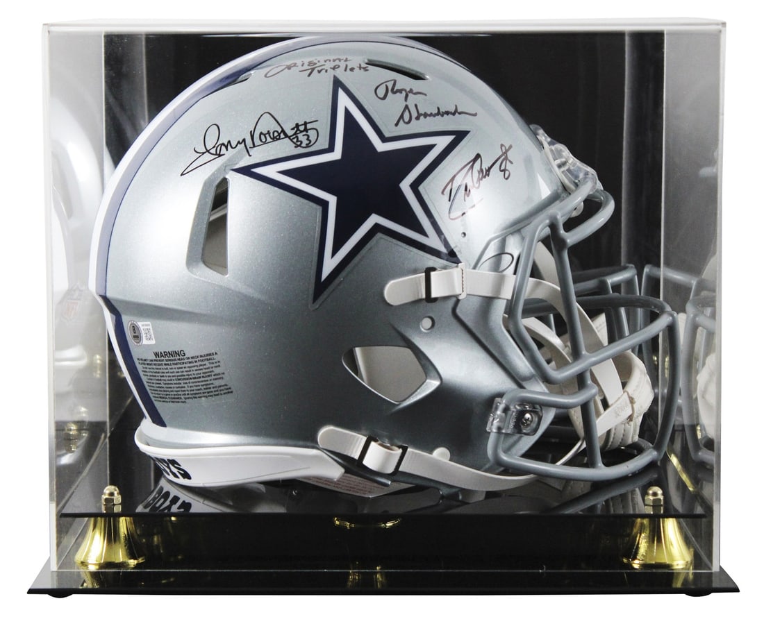 Dallas Cowboys Signed F/S Speed Proline Helmet by Pearson Staubach Dorsett BAS Authenticated: Dallas Cowboys Signed F/S Speed Proline Helmet by Pearson Staubach Dorsett BAS Authenticated This remarkable piece of sports memorabilia features a Riddell Full Size Speed Proline Helmet personally si