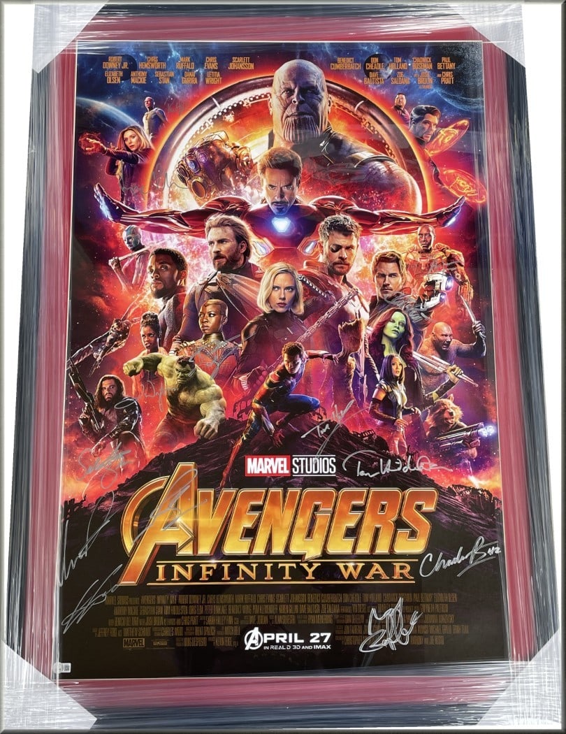 Avengers Infinity War Signed Poster by 14 Cast Members Beckett Authenticated: Avengers Infinity War Signed Poster by 14 Cast Members Beckett Authenticated Celebrate the epic saga of the Avengers with this stunning, hand-signed poster from 'Avengers: Infinity War.' This original