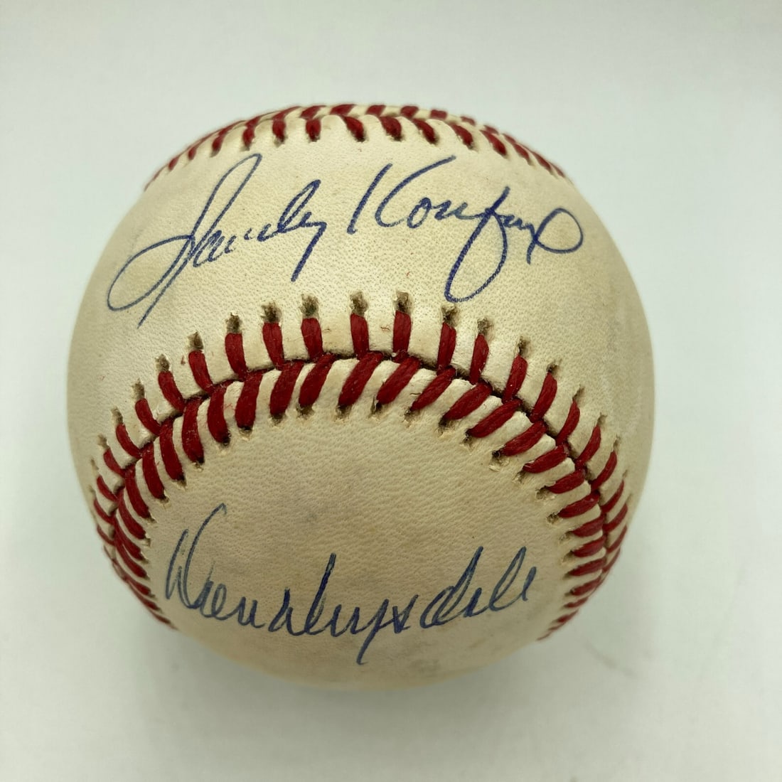 Sandy Koufax Don Drysdale Signed Baseball JSA Sticker Team Signed: Sandy Koufax Don Drysdale Signed Baseball JSA Sticker Team Signed This is an original National League baseball signed by baseball legends Sandy Koufax and Don Drysdale. The ball comes with a James Spe