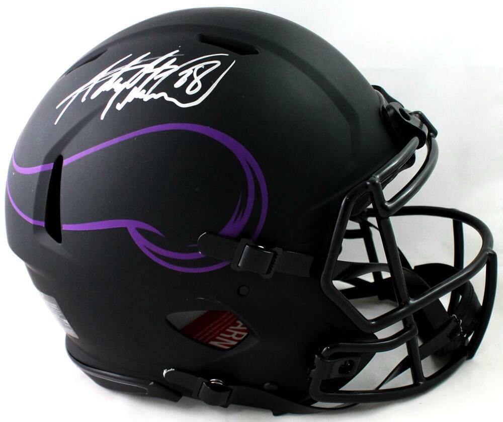 Adrian Peterson Autographed Minnesota Vikings Eclipse Full Size Helmet Beckett Authenticated: Adrian Peterson Autographed Minnesota Vikings Eclipse Full Size Helmet Beckett Authenticated This is an authentic Minnesota Vikings full-size Eclipse helmet signed by Adrian Peterson. The autograph ha