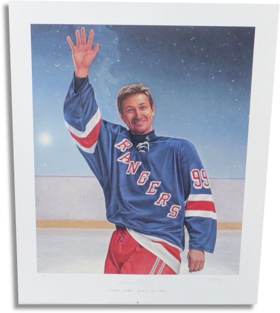Wayne Gretzky Signed Ken Danby Lithograph The Great Farewell Limited Edition 27X33: Wayne Gretzky Signed Ken Danby Lithograph The Great Farewell Limited Edition 27X33 Celebrate the legacy of hockey legend Wayne Gretzky with this stunning 27" x 33" lithograph titled "The Great Farewel