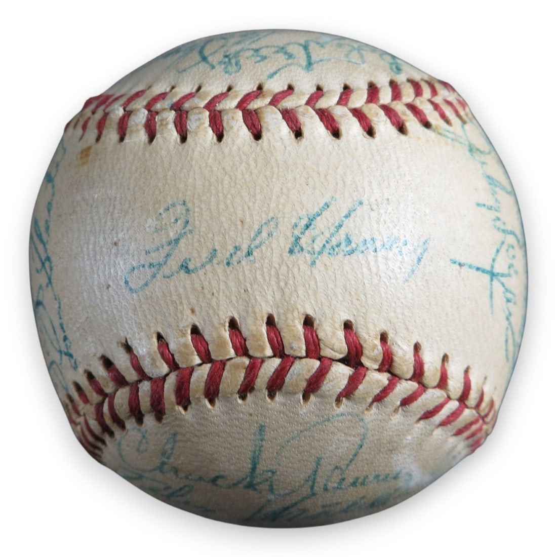 Milwaukee Braves 1956 National League Baseball Signed by 28 Players Beckett Authenticated: Milwaukee Braves 1956 National League Baseball Signed by 28 Players Beckett Authenticated This is an original National League baseball autographed by 28 members of the 1956 Milwaukee Braves. Notable s